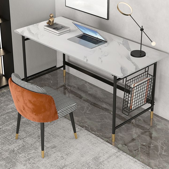 Glam Office Desk Antique Finish Computer Desk with Metal Legs