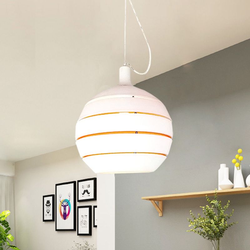 Blanc Globe Drop Pendant Contemporary 1 Light Metal Suspension Lampe for Dining Room