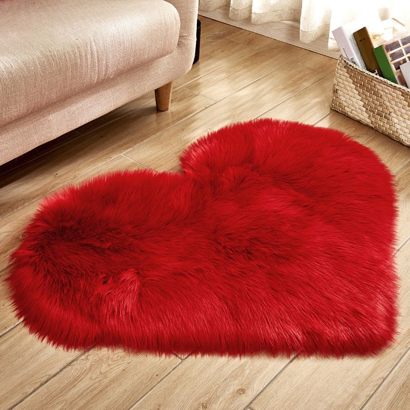 Heart Shape Solid Color Rug Multi-Color Simple Area Carpet Fluffy Anti-Slip Backing Pet Friendly Indoor Rug for Living Room