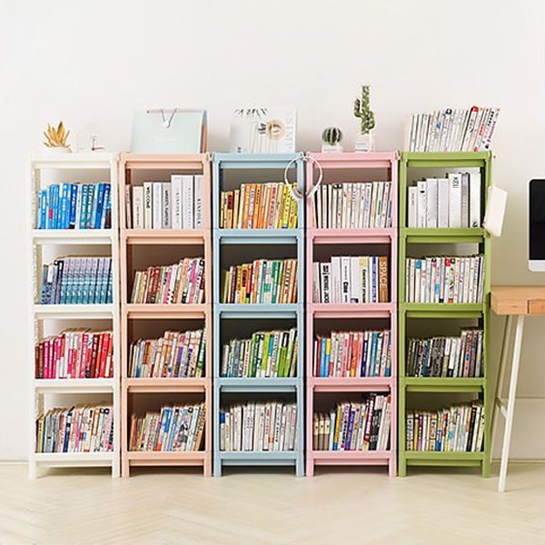 Plastic Bookcase Contemporary Style Open Back Bookshelf for Office Home Study Room