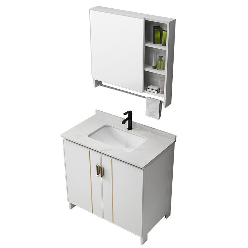 Gorgeous Freestanding Sink Cabinet Mirror Cabinet Bathroom Vanity Set in White