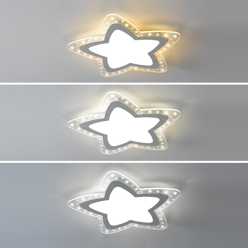 Modern Flush Light Fixtures Star-Shaped Metal 1 Light Flush Mount Lamps in White