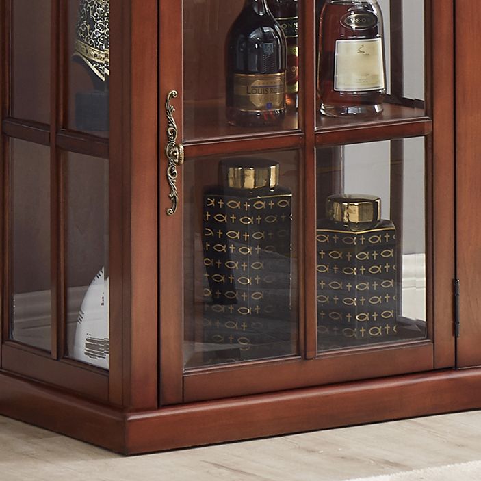 Brown Birch Wood Floor Wine Holder with Storage Shelves for Kitchen