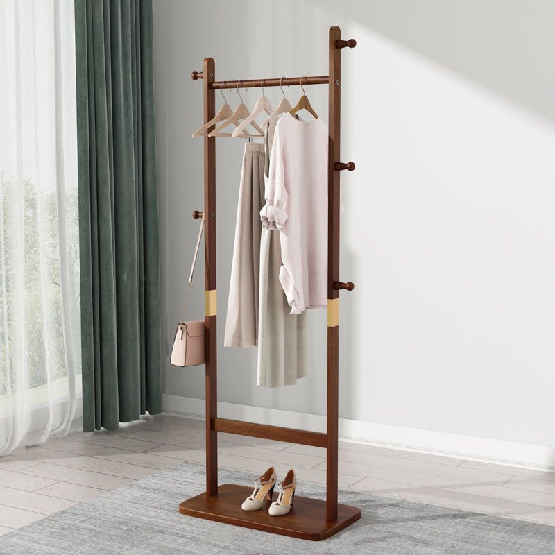 64" Modern and Contemporary Hanging Hall Tree Pine Coat Hanger with Hanging Rail and Hooks