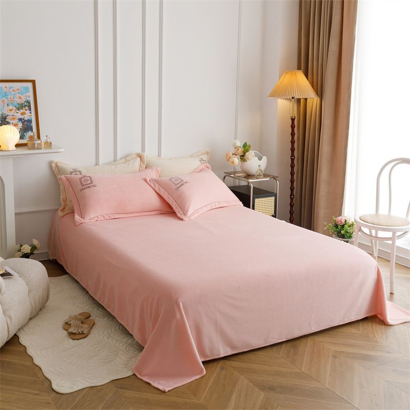 Fitted Sheet Polyester Solid Color Breathable Wrinkle Resistant Super Soft Bed Sheet Set