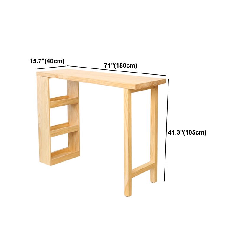 Modern Wood Hall Table with Rectangle Table Top Double Pedestal Table- 41.3" H