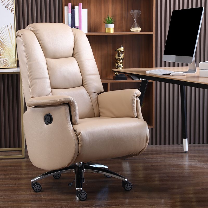 Swivel Manual Standard Recliner Solid Color Faux Leather Recliner Chair