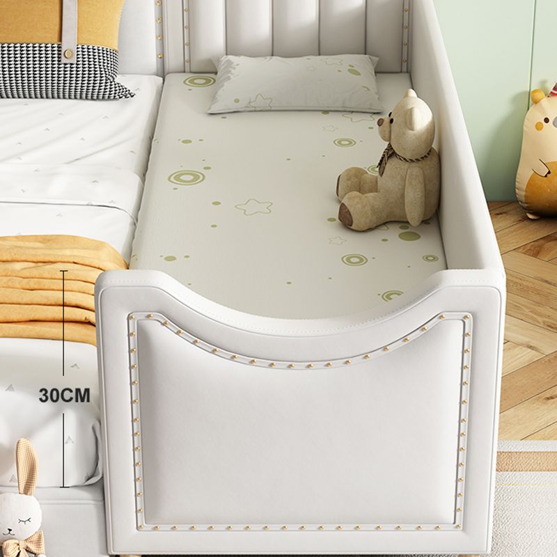 Contemporary Kids Bed Faux Leather Princess with Guardrails in White