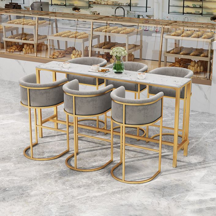 Nordic Glam Rectangle Bar Counter Table Sintered Stone Dining Table