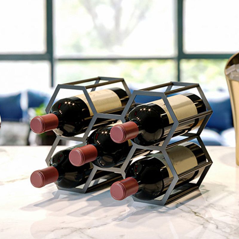 Glam Tabletop Wine Rack Metal Wine Bottle Rack for Living Room