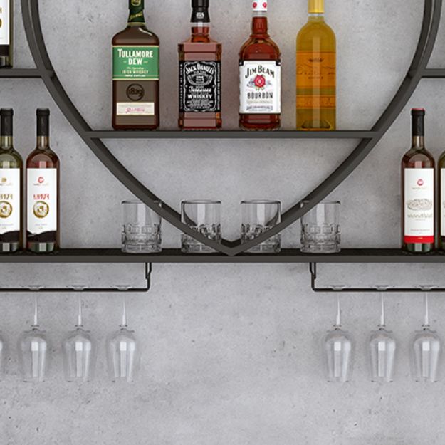 Metal Wine Holder Rack Wall Mounted Wine Shelf with Storage Shelves