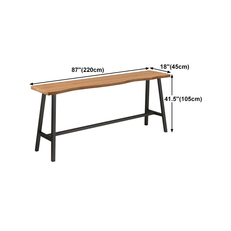 Pine Wood Bar Dining Table Industrial Bar Dining Table with Black Trestle Base