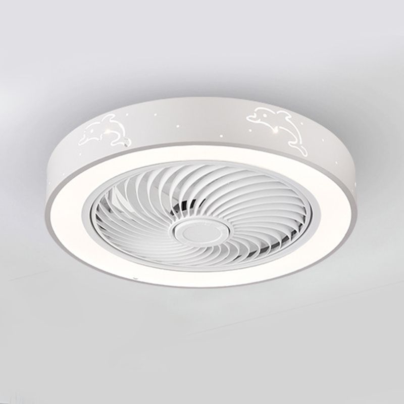 Round Bedroom Ceiling Fan Light Metal LED Simple Close to Ceiling Lighting