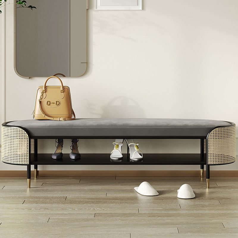 Modern Solid Color Entryway Bench Upholstered Grey Bench with Storage