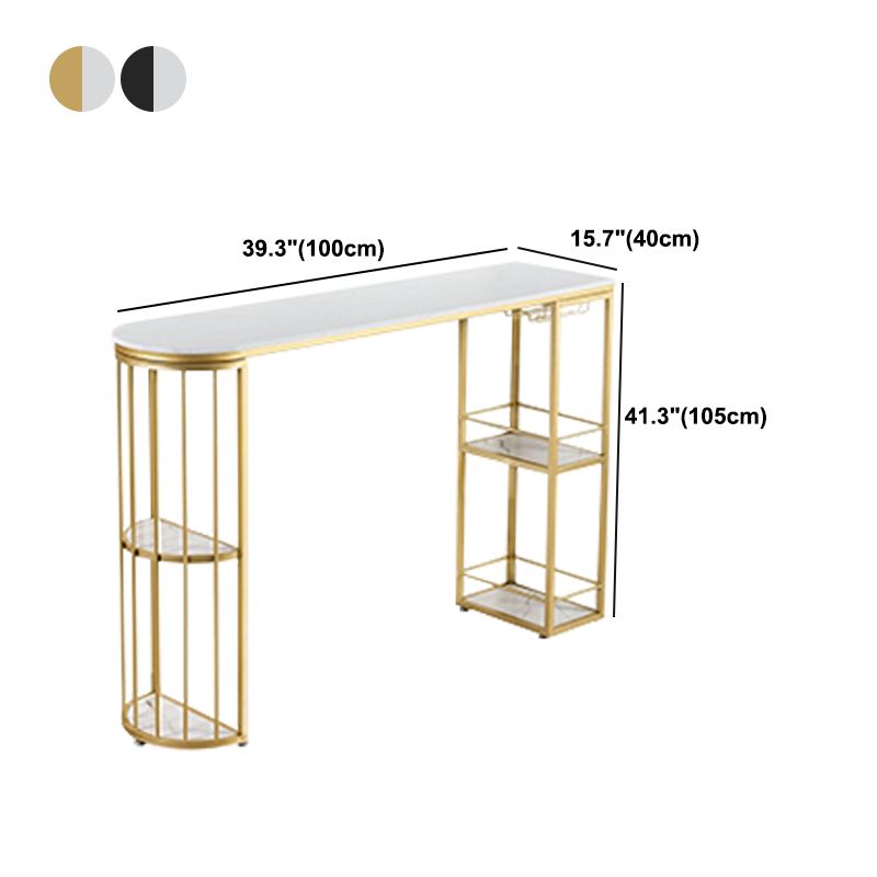 Glam Marble Counter Table with Specialty Top Double Pedestal Table - 42" H