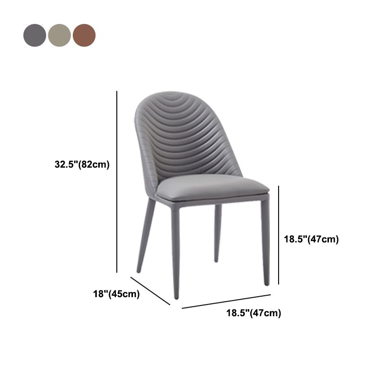 Contemporary Design Armless Solid Back Chairs Leather Dining Chair for Kitchen