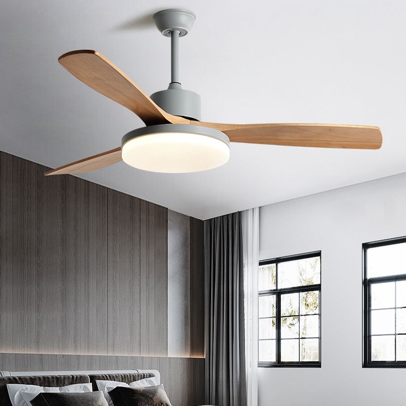 Modern Ceiling Fan Light Fixture Wooden LED Ceiling Lamp for Bedroom