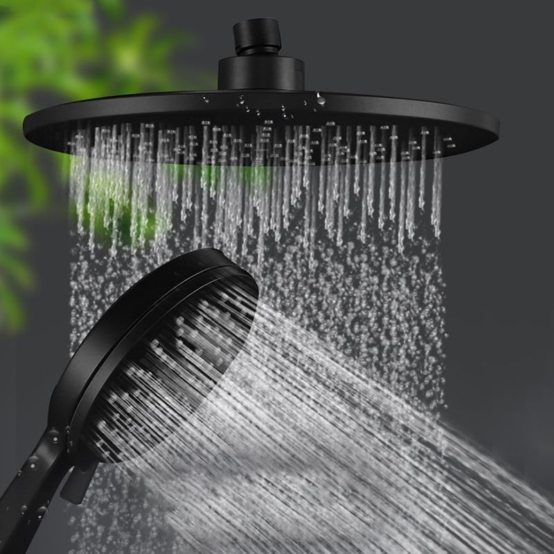 Contemporary Black Round Shower Head Combo Rain Fall Hand Shower