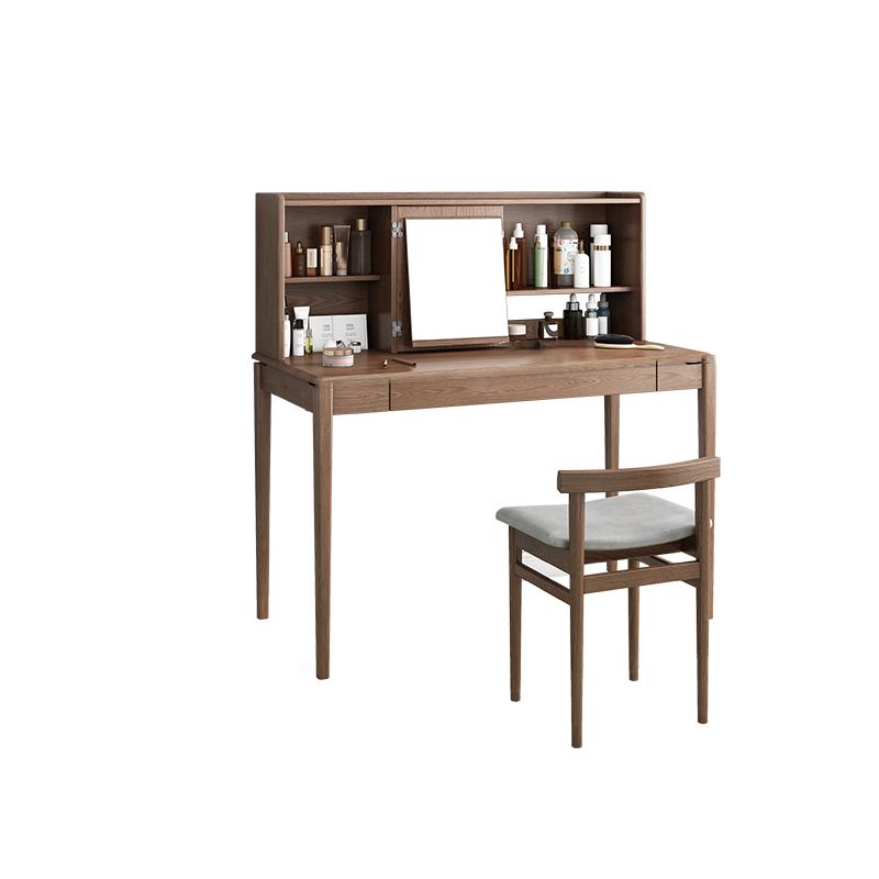 Traditional Vanity with Mirror, 48" Tall Vanity Set with Stool and Mirror