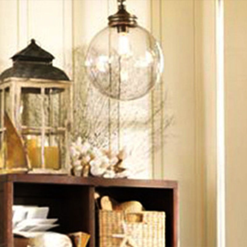 Clear Glass Sphere Hanging Light Simplicity 1 Bulb Restaurant Pendant Light Fixture