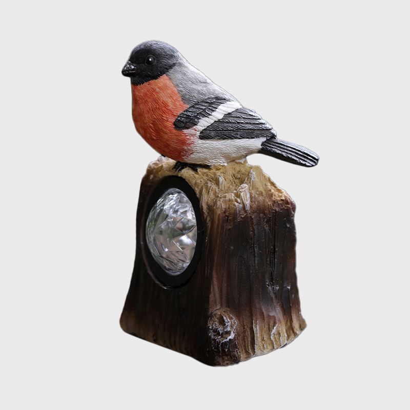 Countryside Bird Resin Solar Path Lamp LED Outdoor Ground Light around Garden Pool in Red/White/Orange