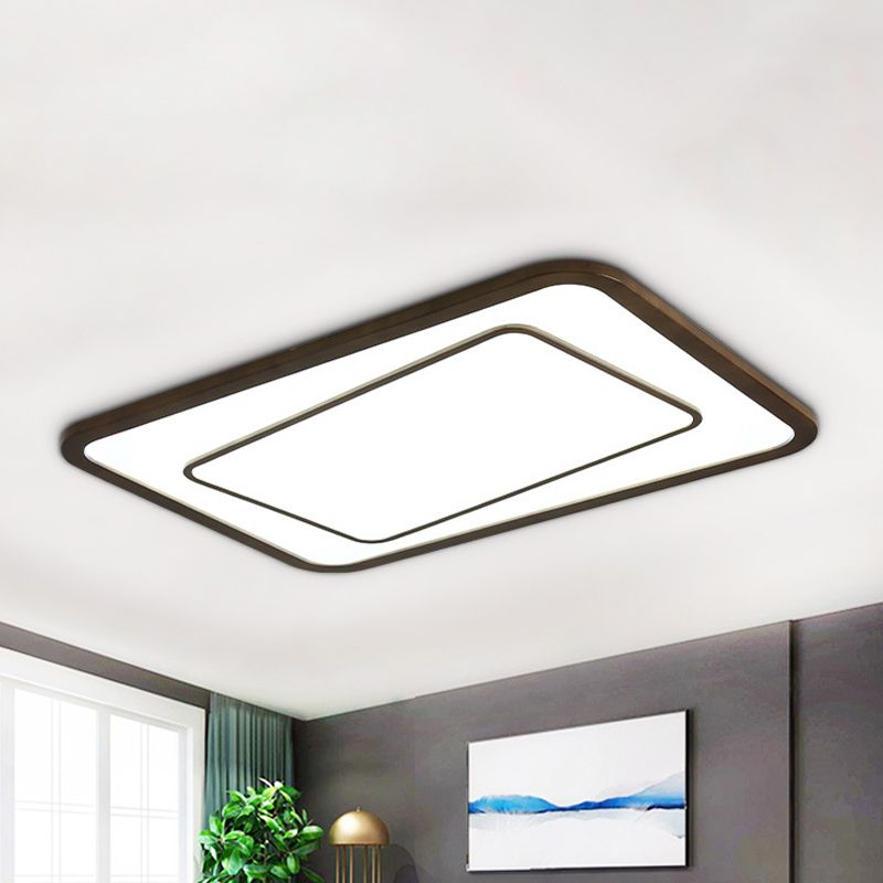 Lámpara de techo LED moderna de madera Natural con luz empotrada para sala de estar rectangular doble en color marrón, luz cálida/blanca/natural