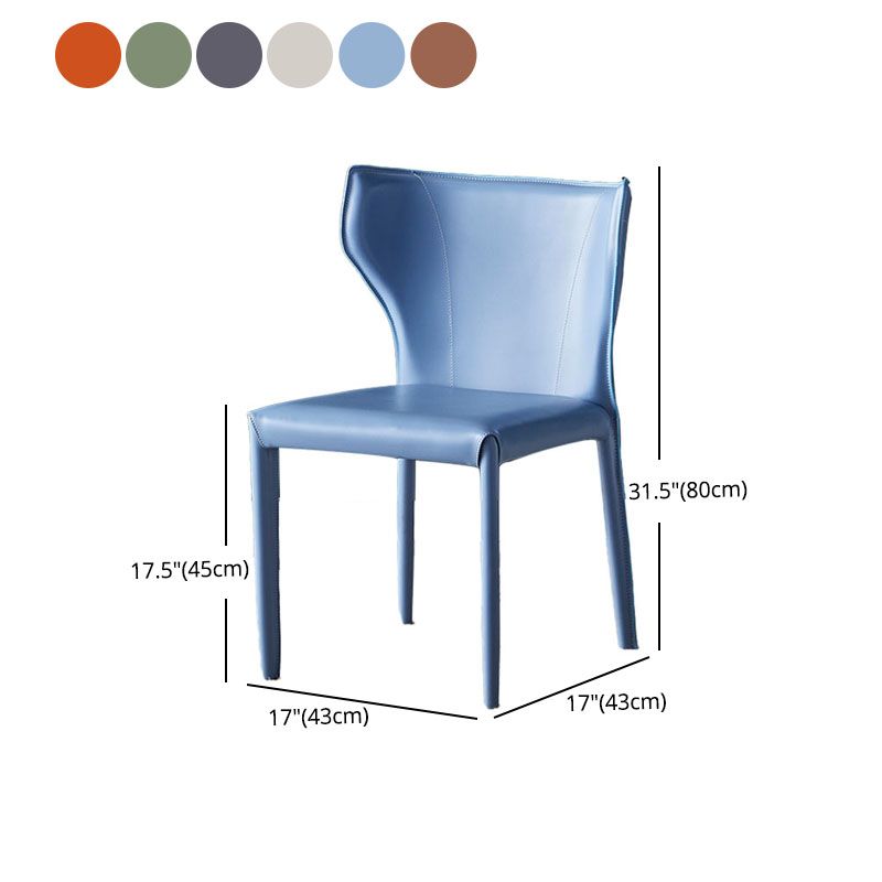 Contemporary Design Wingback Armless Dining Chair Leather Dining Chair