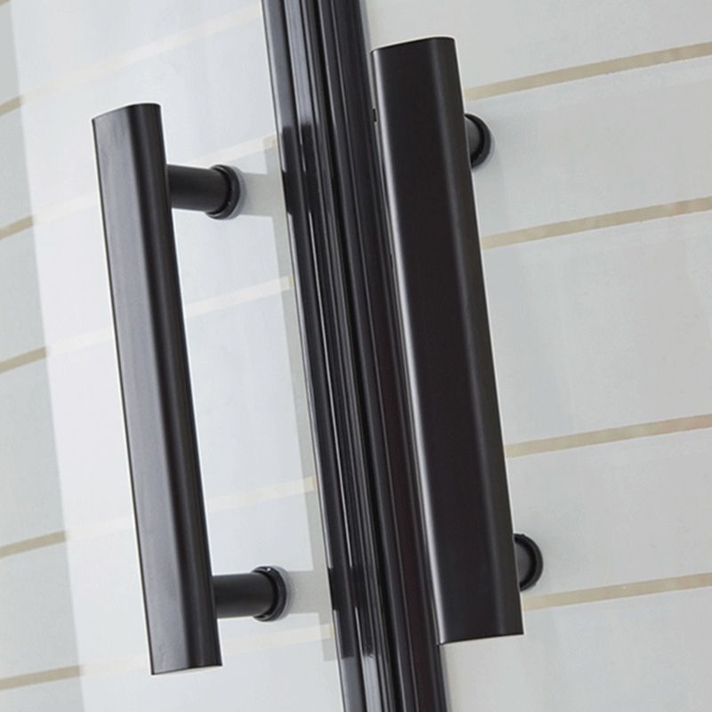 Tempered Shower Bath Door Double Sliding Shower Doors in Black