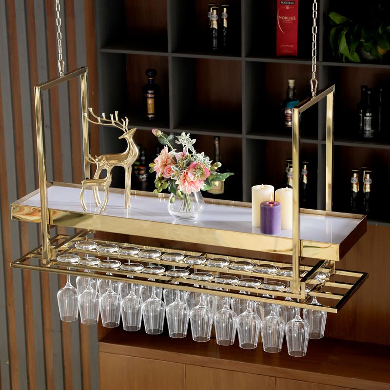 Stainless Steel Wine Rack Modern Hanging Wine Rack Holder in Gold