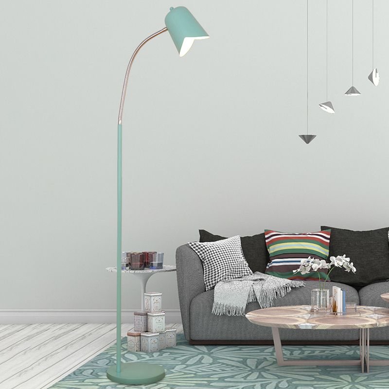 Bell Shade Slim Stofflampe 1 Leichte nordische stilvolle Metallbodenlichter mit Schwebung für Büro