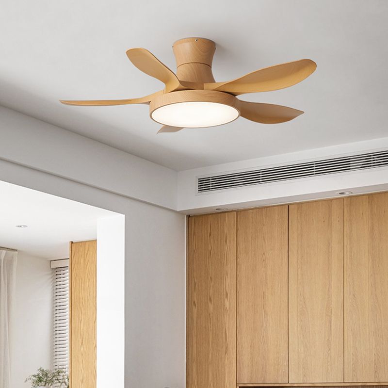 Wooden LED Ceiling Fan Light Fixture Contemporary Ceiling Lamp for Bedroom