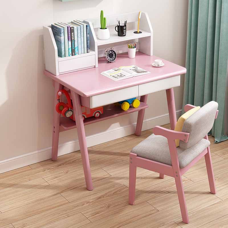 Writing Desk with Hutch Bedroom Kids Desk and Chair with 2 Drawers