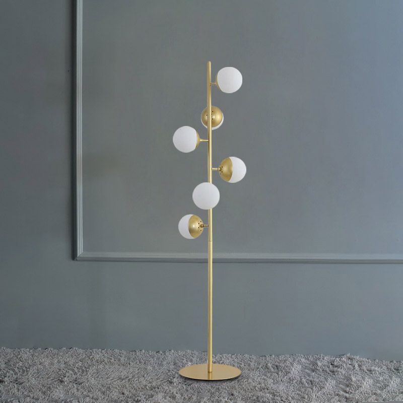 Metal Ball Shape Standing Light Simplicity LED Gold Floor Reading Lamp for Living Room