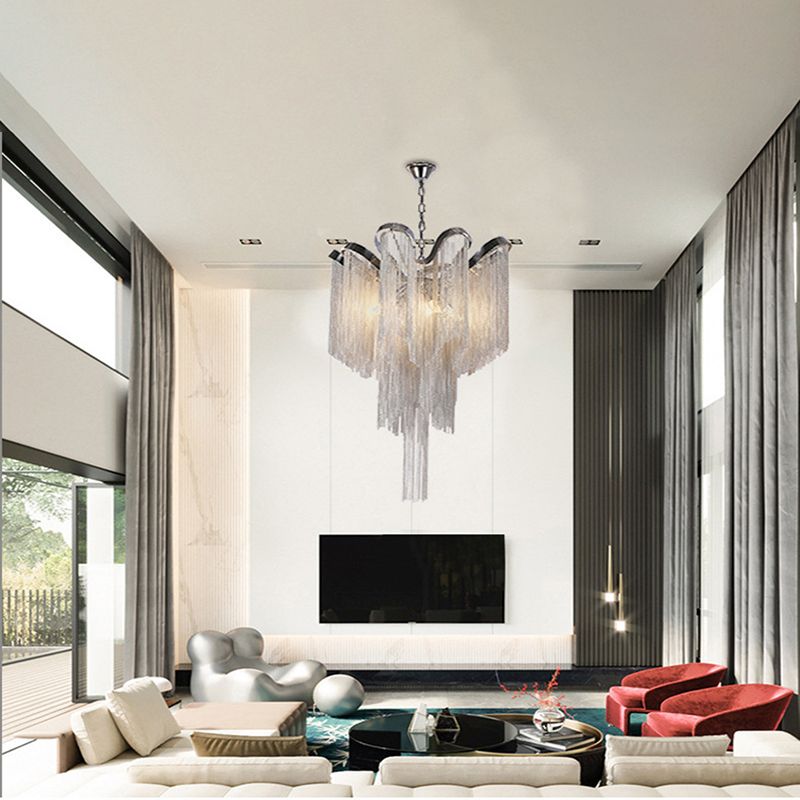 Metal Stream Suspension Pendant Light Modern-Style Hanging Ceiling Light for Living Room