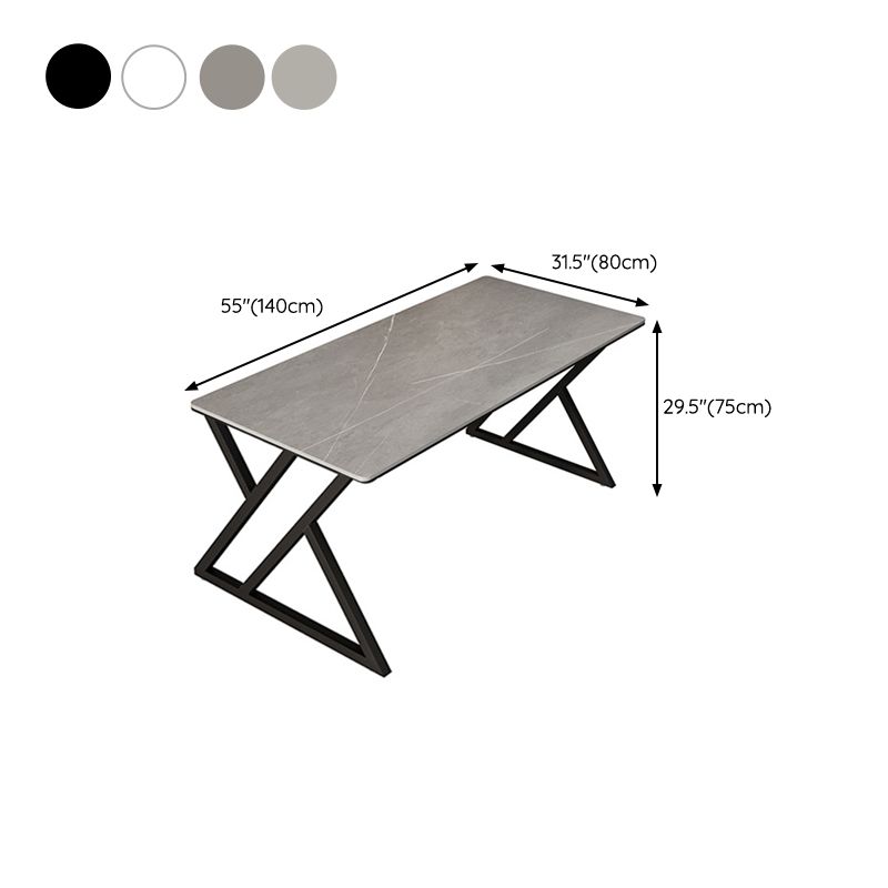 Stone Rectangular Office Desk Industrial 29.53" Tall Writing Desk