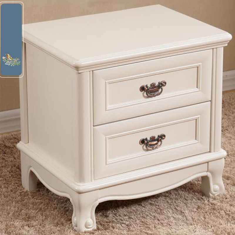 Traditional Accent Table Nightstand Antique Finish Bed Nightstand with Drawers