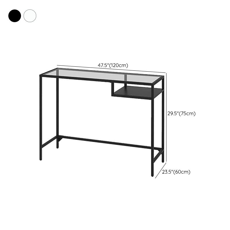 Modern Style Glass Writing Desk Rectangular Shape Office Table with 2-Legs for Home