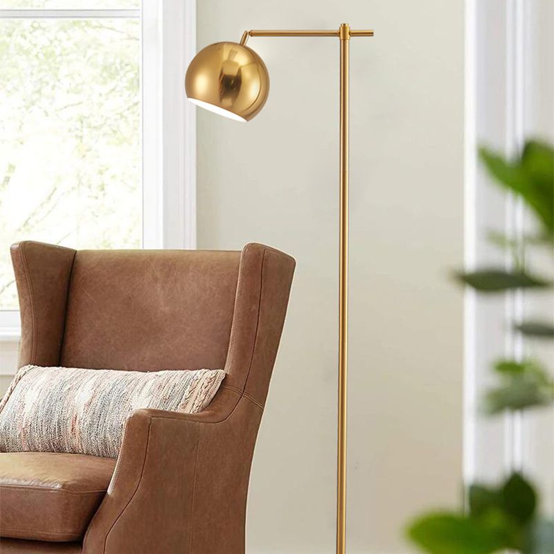 Dome Metal Standing Floor Light Minimalist 1-Bulb Gold Floor Lamp with Adjustable Joint