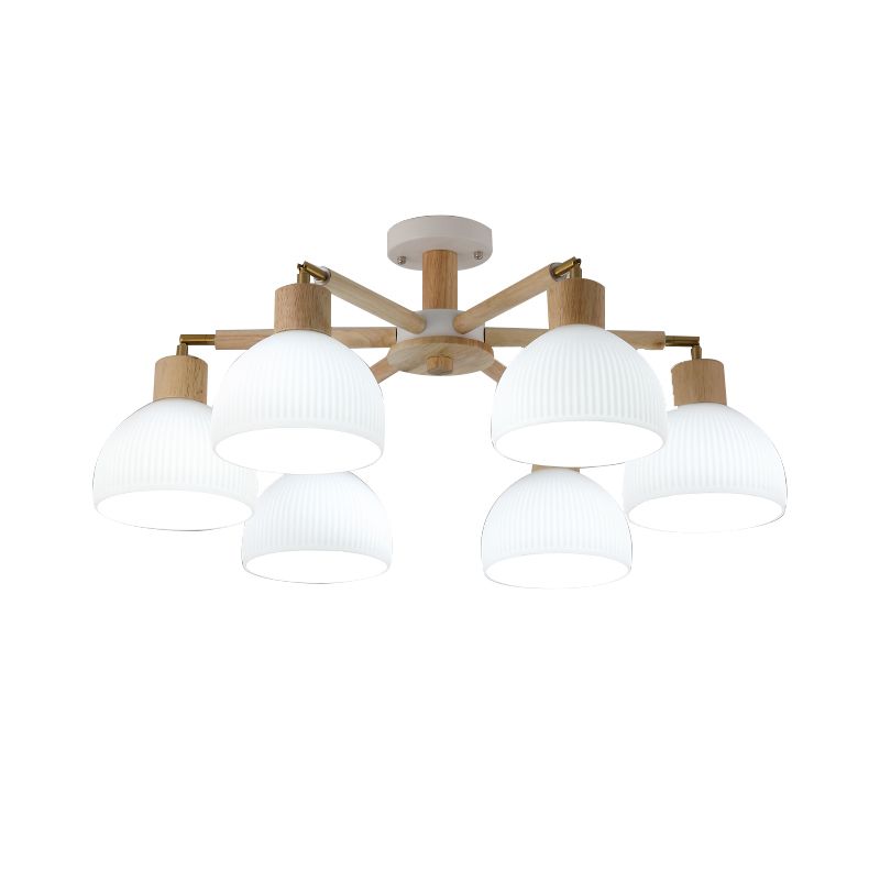 Modern Style Flush Mount Wood Ceiling Light in Brown for Living Room