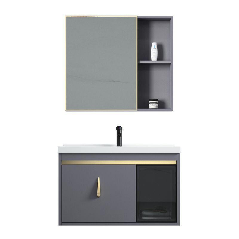 Contemporary Gray Vanity Sink Wall Mounted Bathroom Vanity Cabinet