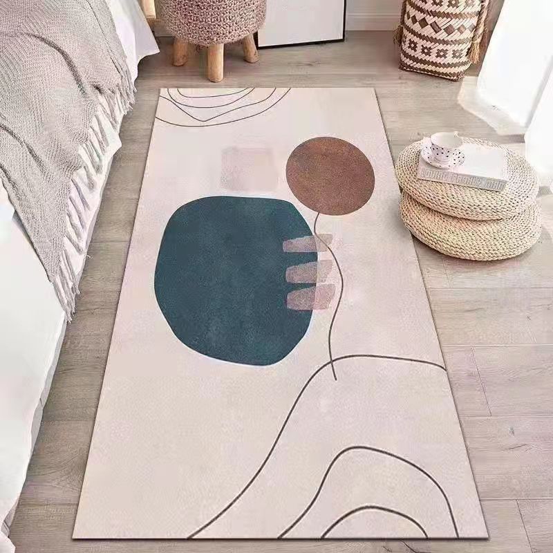 Pink Color Block Carpet Polyester Nordic Carpet Stain Resistant Carpet for Home Decor