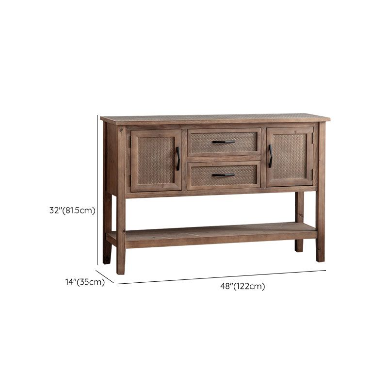 Farmhouse Wood Sideboard Table 2 Doors Open Storage with 1/2 Drawers for Dining Room