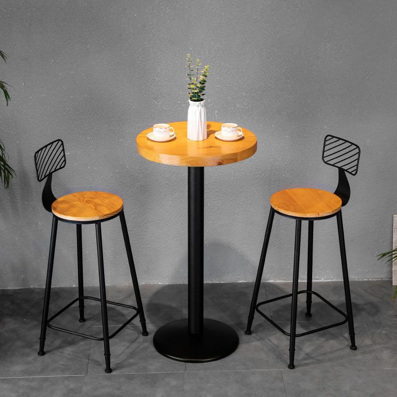 Industrial Style Barstool Metal and Wood Bar Stool for Dining Room 1 Pcs