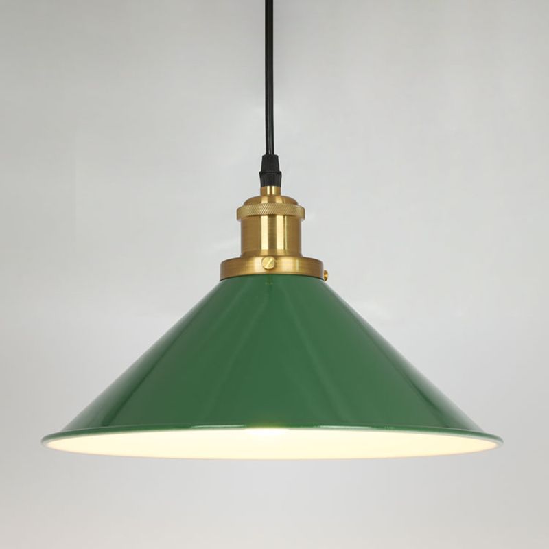 1-Light Industrial Pendant Lighting Fixtures Green Wrought Iron Ceiling Pendant