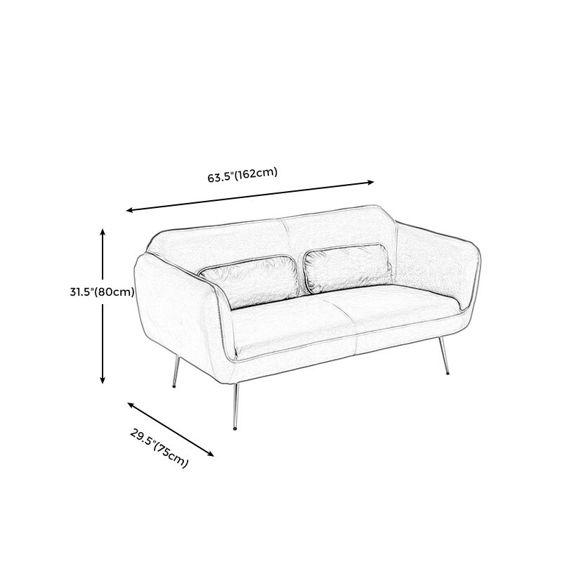 Contemporary Tight Back Loveseat Flared Arm Sofa with Metal Legs for Living Room