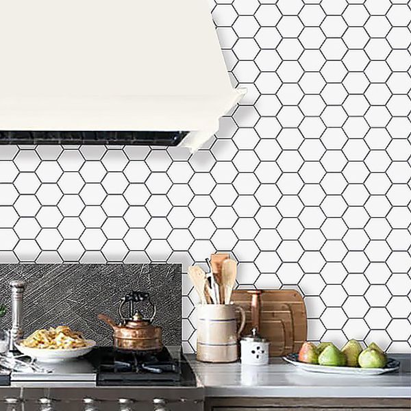 Modern Peel and Stick Backsplash PVC Hexagonal Peel and Stick Tile