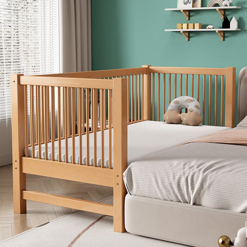 Traditional Beech Nursery Bed Natural Baby Crib with Guardrail