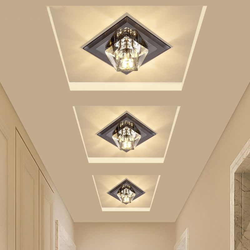 Contemporary Gemstone Flush Ceiling Light Crystal Corridor LED Flush Mount Lighting Fixture