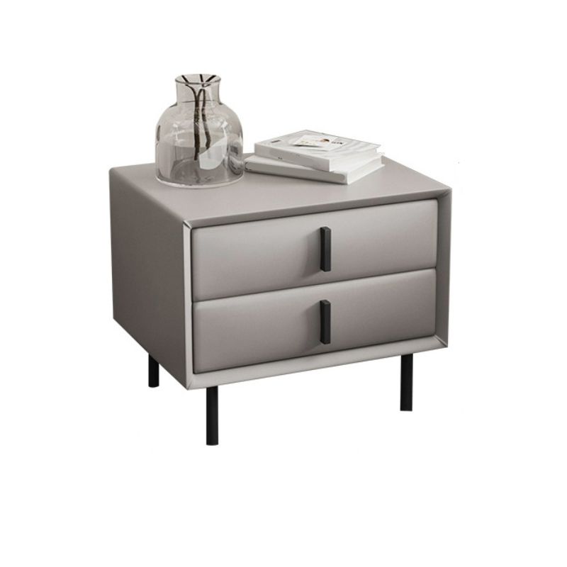 Faux Leather Bed Nightstand 2-drawer Accent Table Nightstand for Bedroom