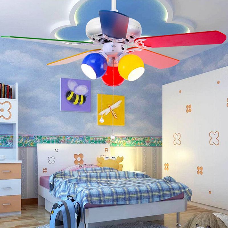 3 - Light Kids Fan Light Multi - Color Metal Ceiling Fan with 5 Blades